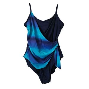 Liz Claiborne Faux Wrap Adjustable Strap Swimsuit One Piece Women (16)